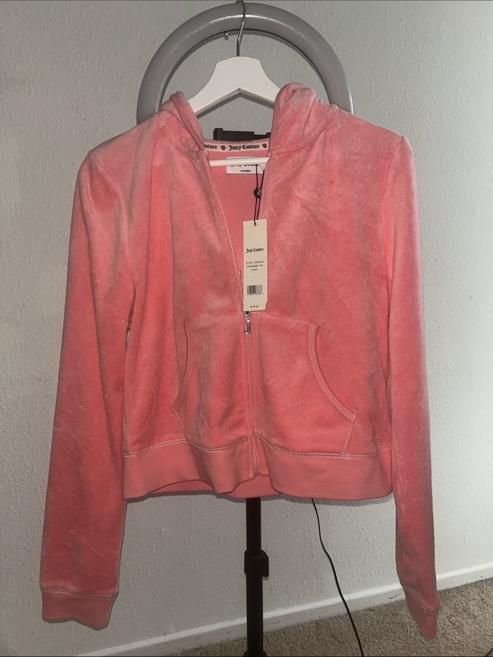 Juicy Couture Coral Pink Velour Zip Hoodie Two-Piece Set